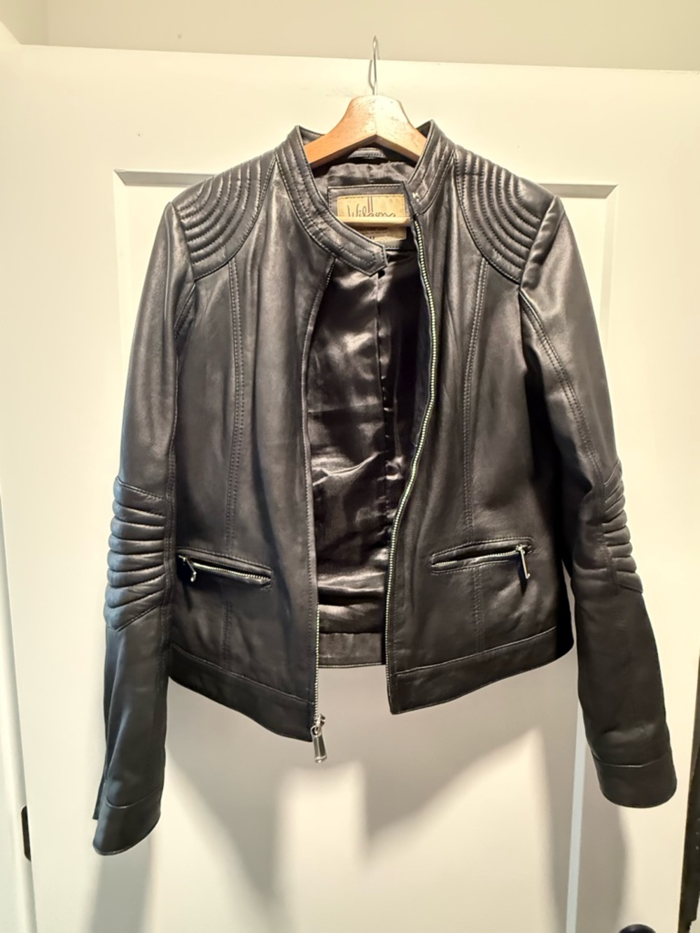 Wilson’s Women’s Black Leather Moto Jacket Size Medium